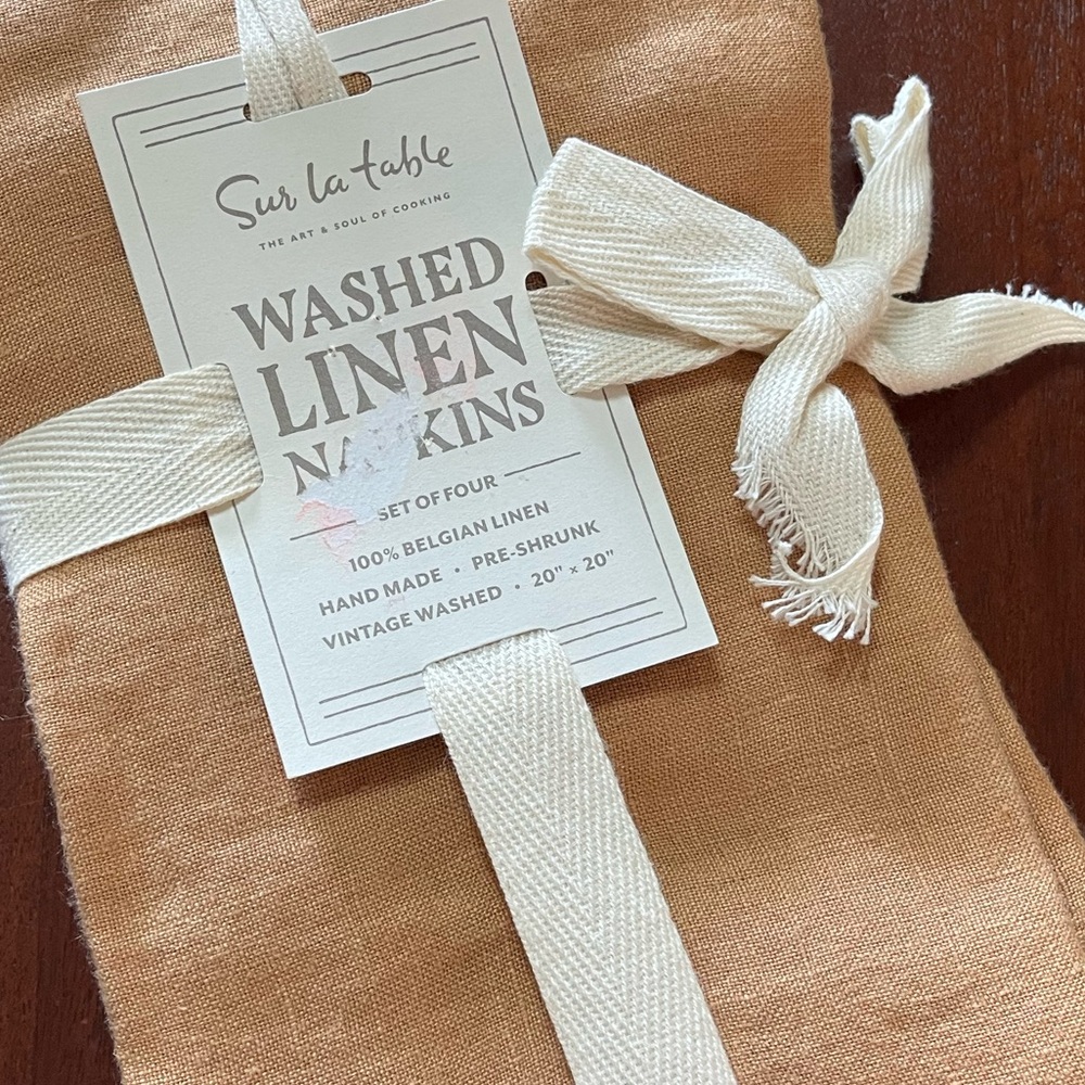 Sur La Table (4) Linen Napkins in Camel - Picture 3 of 3